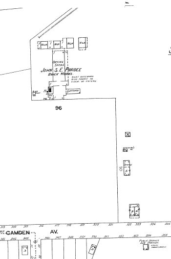 Pardee Brickyard in 1923 Sanborn map