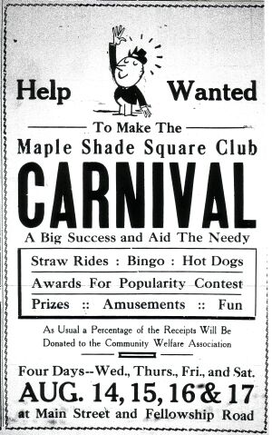 Maple Shade Square Club Carnival Ad July 1935